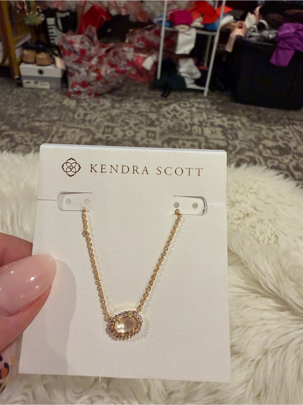 NWT Kendra Scott Chelsea Gold Ivory Mother of Pearl CZ